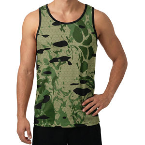 Men's Camo Pattern Athletic Tank Top Custom Made Quick Dry Lightweight Jersey Knit Muscle Tee Gym Workout Factory Bulk Tank Tops - Product Image 6