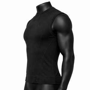 Camiseta sin mangas para hombre, diseño minimalista con costuras negras, estilo urbano, camiseta muscular, algodón premium, chaleco para gimnasio y fitness, logotipo personalizado - Product Image 5