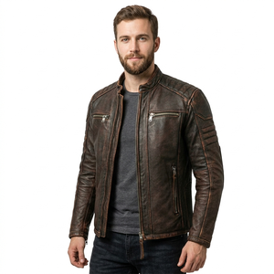 แจ็คเก็ตหนังคอตั้งสำหรับผู้ชายรุ่นใหม่ทันสมัย ​​ผ้าแคนวาสกันน้ำ เป็นมิตรกับสิ่งแวดล้อม ดีไซน์สไตล์ไฮสตรีท เสื้อคลุมลำลองใส่ได้ตลอดวัน - Product Image 1