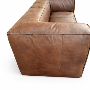 Sofá de Cuero de Grano Completo de Primera Calidad con Cojines Afelpados, Estructura Resistente y Diseño Atemporal para Sala de Estar de Lujo - Product Image 5