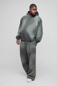 Breathable 100% Cotton Acid Wash Hooded Casual Solid <b>Tracksuits</b> for Adults <b>Men</b> Gym Fitness Wear Pullover Lightweight OEM - Product Image 4