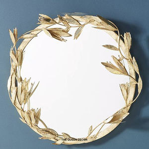 Miroir mural en aluminium de qualité supérieure, forme unique, plaqué or, design unique, prix abordable, accent décoratif pour la maison - Product Image 3