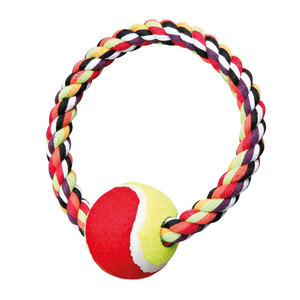 Anello in cotone con pallina da tennis, diametro 18 cm, palla da 6 cm, giocattolo interattivo per animali domestici - Product Image 1