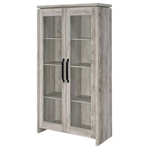 Mobile alto a 2 ante Myerson in legno ingegnerizzato grigio Driftwood per soggiorno - Product Image 3