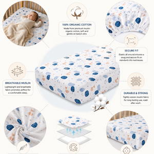 100% Organic Cotton Customized Crib Sheet Bedding | Giraffe Print Fitted Crib Mattress Cover Private Logo <b>Comfortable</b> Durable - Product Image 6
