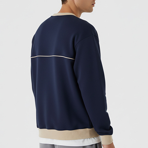 Sweat-shirts pour hommes de haute qualité, brodés, à col rond et épaules tombantes, en coton lourd 100%, couleur unie, coupe ample. - Product Image 3
