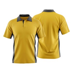 เสื้อเชิ้ตแขนสั้นคอปกพับได้ สีเหลืองดำ แบบยูนิเซ็กซ์  ซับเหงื่อได้ดี ผลิตจากโพลีเอสเตอร์ 100% ทรงปกติ - Product Image 1