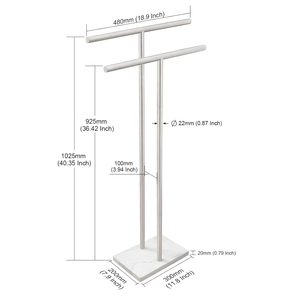 40 Inch Standing Towel Rack Double T Shape Tall Bath Towel <b>Sheet</b> Holder with Marble Design Base for Bathroom Bathroom Accessory - Product Image 2