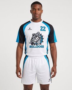 Camiseta de Fútbol Sublimada Personalizada, Camiseta de Fútbol con Cuello en V para Hombre, Uniforme de Equipo Blanco y Negro, Camiseta Deportiva de Tela de Poliéster - Product Image 3