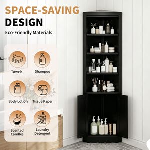 Gabinete de Almacenamiento Esquinero de 71 Pulgadas de Alto con 2 Puertas y 5 Estantes Ajustables, Gabinete de Cocina Metálico Independiente - Product Image 5