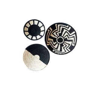 Handmade Wall Basket Decor Set Natural Woven Rattan Wall <b>Hanging</b> Art Round Trays for Living Room and Bedroom Home Decoration - Product Image 3