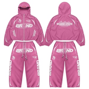 Manufacturer Custom Tracksuits Street Wear 100% Cotton Womens 2 Piece Shorts <b>Crop</b> <b>Top</b> Hoodie Acid Wash Two Piece Sport Gift <b>Sets</b> - Product Image 5