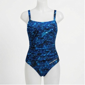 Ensemble de yoga 2 pièces imprimé papillon bleu avec finition dorée, body à col en V profond et jupe portefeuille longueur genou - Product Image 1