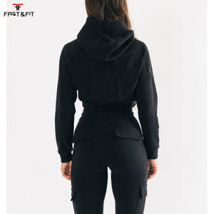 Hoodie court personnalisé pour femme avec logo frontal, 100 % coton, séchage rapide, décontracté, coupe oversize - Product Image 6