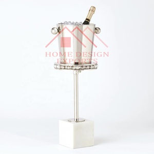 Stainless Steel Brass Plating <b>Champagne</b> Ice <b>Bucket</b> with Stand on Marble Base for Bar Party Decor/Beverage Wine Cooler with Stand - Product Image 6