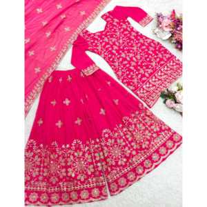 Top hermoso para mujer-Conjunto Plazzo con Dupatta elegante para fiestas - Product Image 3