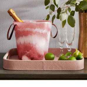 Refroidisseur à vin en résine fait main en Inde, qualité supérieure, texture marbrée blanche tourbillonnante, seau à glace en résine pour bouteille de vin, bar et bacs à vin - Product Image 1