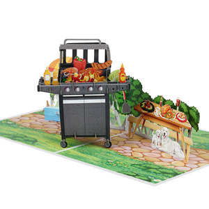 Carte de vœux créative 3D pop-up BBQ faite à la main pour la fête des pères, cadeau de vacances, fournisseur en gros - Product Image 5