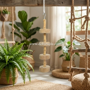 Natural Coffee Wood Bamboo Hanging Bird Perch <b>Ladder</b> Toy <b>Small</b> Birds Pet Cage Stand Accessories Wholesale Dekor Asia - Product Image 5