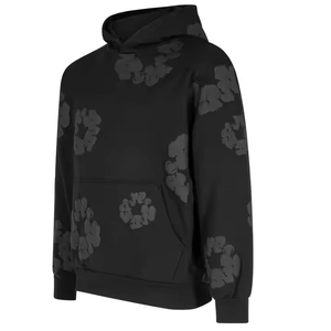Sudadera con Capucha Personalizada al por Mayor, Estilo Urbano Otoñal, Negra, de Felpa, Gruesa, 100% Algodón, Unisex, con Bolsillo Bordado, Último Modelo - Product Image 3