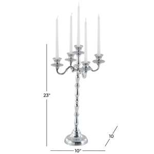 Candélabre à cinq bras en argent, 23 pouces de haut, décoration d'intérieur, porte-bougie en métal durable - Product Image 6