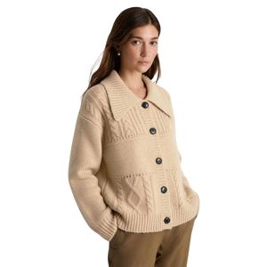 Cardigan en tricot neutre pour femme, boutonné sur le devant, à manches longues, tricot torsadé, confortable et chaud, haut décontracté et tendance, personnalisable OEM, vente en gros - Product Image 2