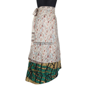 Jupe longue en soie pour femme, style indien vintage, jupe sari magique en soie, 2 couches réversibles, collection 2026 - Product Image 5