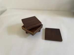 Teak Wood <b>Coasters</b>: Minimalist Walnut Finish Black <b>Drink</b> <b>Coasters</b> - Product Image 1