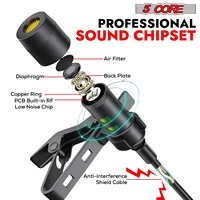 Microphone Lavalier Professionnel 5 Cœurs, Omnidirectionnel, à Condensateur, Portable, 3,5 mm, Microfono