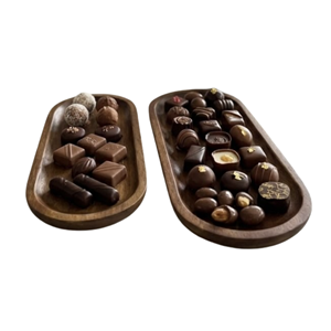Oval Wooden <b>Tray</b> For Desserts, Chocolate, Decorative <b>Serving</b> Board, Eco-Friendly Cheese Board, Vietnam Wood Craft Manufacturer - Product Image 3