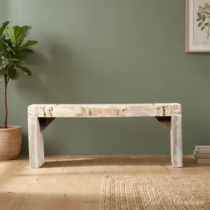 Solid <b>Wood</b> Carved <b>Bench</b> Rustic Patio <b>Bench</b> Outdoor Wooden Seating Entryway Living Room Furniture - Product Image 3