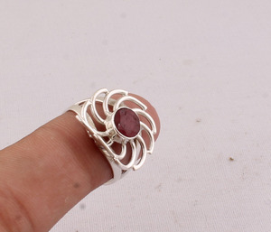 Natural Red <b>Garnet</b> <b>Ring</b> 925 Sterling <b>Silver</b> Vintage Style Deep Red Gemstone <b>Ring</b> for Women Handcrafted Boho Fine Jewelry - Product Image 1