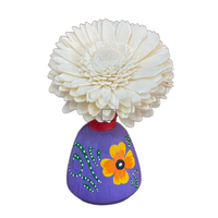 Diffuseur de parfum d'ambiance artisanal européen avec tiges en bois de Sola blanc, tournesols artificiels, rose et mèche en coton, toucher naturel, Pâques