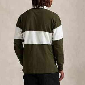 Polo à manches longues pour homme, style rugby, en coton tricoté, surdimensionné, avec appliqué, vêtement de sport décontracté, OEM ODM - Product Image 5