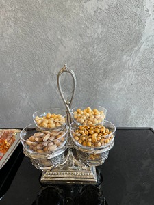 Support de service multi-bols en argent plaqué luxe pour la présentation de bonbons, noix, chocolat et desserts lors de fêtes et réunions à domicile - Product Image 3
