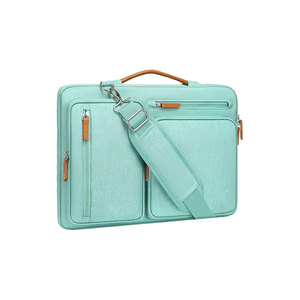 Étui pour ordinateur portable en polyester noir minimaliste avec fermeture éclair, poignée, léger, grande capacité, design unisexe à dos souple - Product Image 5