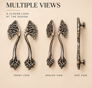 Manija de Puerta Art Nouveau con Diseño de Vetas de Hoja, Curvas Orgánicas Esculpidas y Extremos Florales Ornamentales para Entradas de Villas y Hoteles Refinados - Product Image 2