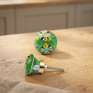 Pomo de Cerámica Redondo Verde Floral para Cajón, Tirador Moderno para Muebles de Cocina, Diseño Duradero para Dormitorio y Sala de Estar - Product Image 3
