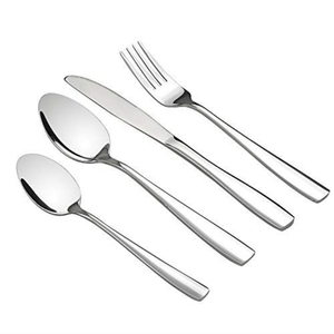 Ensemble de couverts en acier inoxydable avec manche en bambou, finition miroir haute brillance, passe au lave-vaisselle, vaisselle de mariage - Product Image 2