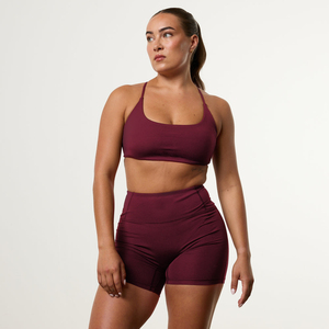 Ensemble de vêtements de sport pour femmes, soutien-gorge de sport taille haute, short, 2 pièces, couleur unie, sans couture, respirant, vêtements de sport, de gym, de yoga - Product Image 3