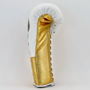 No Boxing No Life Guantes de Boxeo Profesionales Estilo Mexicano con Cordones, Cuero Metálico Blanco Dorado, Transpirables, Equipo de Entrenamiento de Boxeo para Adultos - Product Image 5