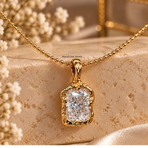 สร้อยคอจี้เพชรโมอิสซาไนต์ทรงปรินเซสคัทสำหรับผู้หญิงจาก Maruti Dia Jewels ดีไซน์หรูหรา - Product Image 2