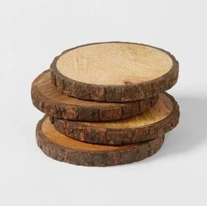 Sous-verres ronds en bois très demandés avec support – Ensemble décoratif et fonctionnel pour cuisine, bar et table basse – Origine Inde - Product Image 5