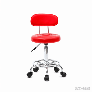 Round Shape Adjustable Salon <b>Stool</b> <b>with</b> <b>Back</b> Line Red Salon Furniture - Product Image 1