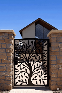 KHP Wrought Iron <b>Rustic</b> Garden Gate Bee-Shaped Design Rust-Resistant Outdoor Swing Gate Manual Opening Mechanism Finished - Product Image 2