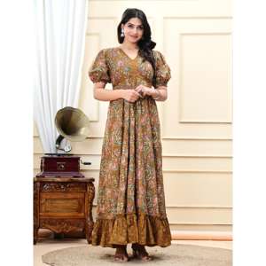 AARTI FASHION – Ensemble Salwar Bohème pour Femme, Imprimé Floral, Coupe Trapèze, Tissu Tissé Respirant, Taille Empire, Idéal au Quotidien - Product Image 5