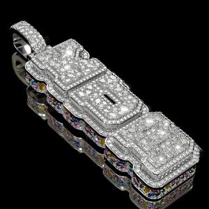 จี้เพชรฮิปฮอปแบบกำหนดเองพร้อมใบรับรอง GRA ตัวอักษรชื่อตามสั่ง เงินแท้ 925 ประดับเพชร VVS เต็มตัว สไตล์แร็ปเปอร์ จี้โมอิสซาไนต์ - Product Image 1