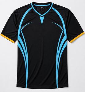 Maillot de football unisexe à col en V FURAT LEATHERS, sublimé, en polyester respirant, coupe classique, manches courtes, nom d'équipe personnalisé, 140g - Product Image 1