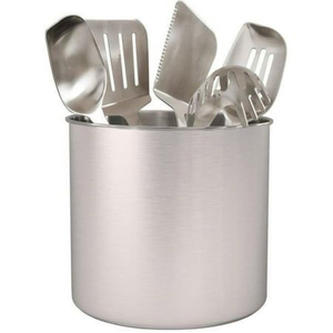 Ensemble de 2 porte-couverts en acier inoxydable couleur argent, organisateur de rangement pour ustensiles de cuisine et de table, de forme ronde - Product Image 2