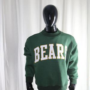 BEARS HUNTER GREEN <b>Mock</b> <b>Neck</b> Sweatshirt 100% WHITE Applique Embroidery wide <b>neck</b> Sweatshirt Finer Threads - Product Image 1